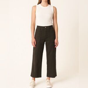 JUST-USA Harper High Rise Cropped Wide Leg Jean Forrest‎ Green size 12 NWT